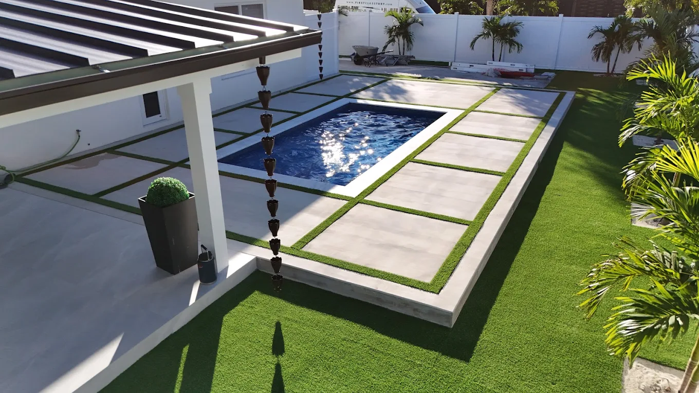 Front yard synthetic turf install with HOA-approved product line